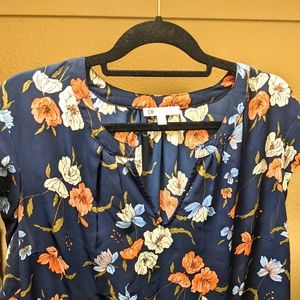 DR2 floral peplum blouse with cap sleeves